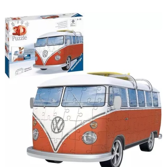 Volkswagen Puzzle ~Ravensburger 162 Piece 3d T1 VW Bus With Surfboard - Picture 1 of 5